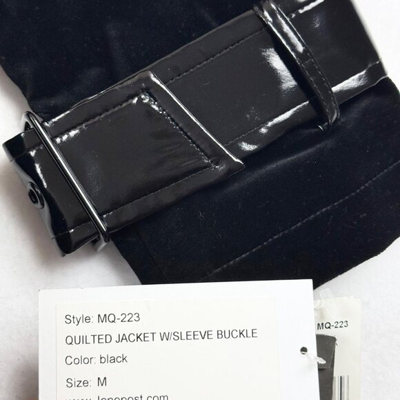 Jane Post Women's Black Trim Quilted Jacket Sz M Sleeve w/Buckles Full Lined NWT - Picture 9 of 15